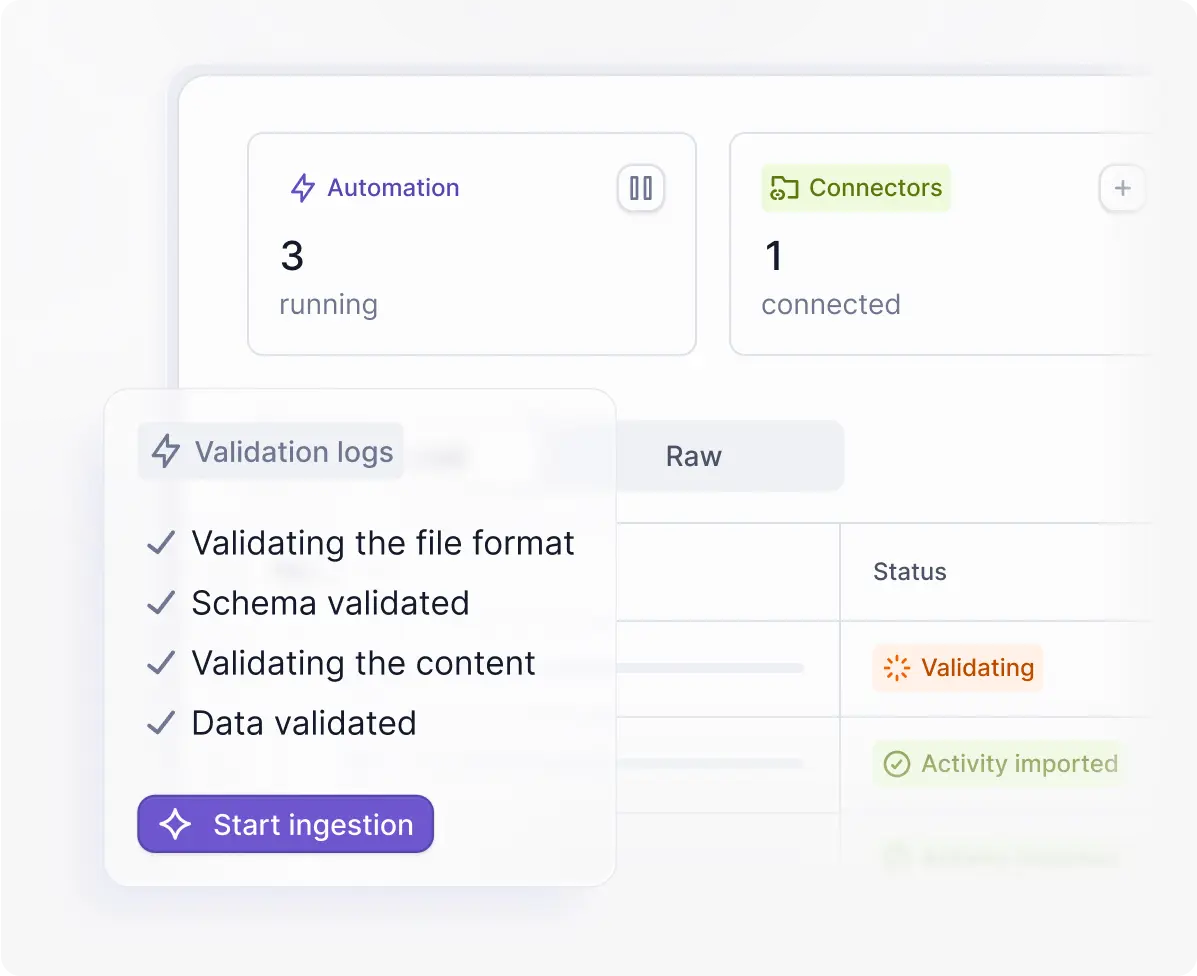 start validation ingestion ui